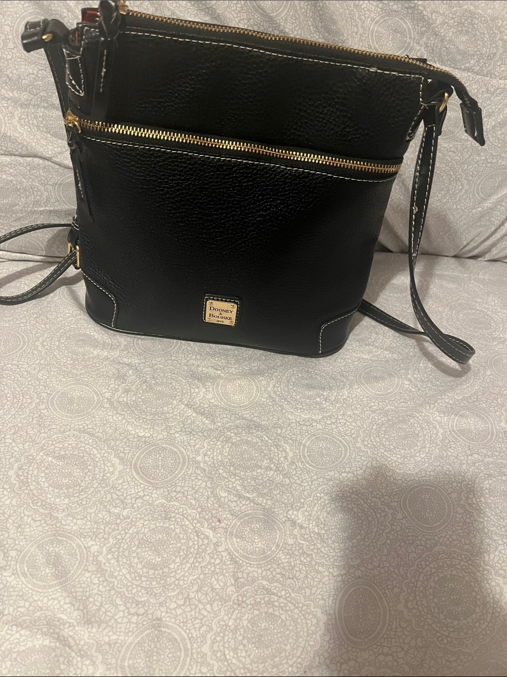 Dooney & Bourke Vintage Black Pebble Leather Crossbody with Gold Hardware